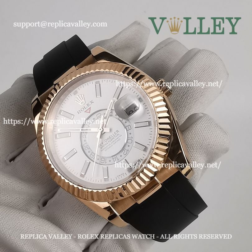 SKD222 Rolex Sky-Dweller 326235 Rubber Strap White Dial