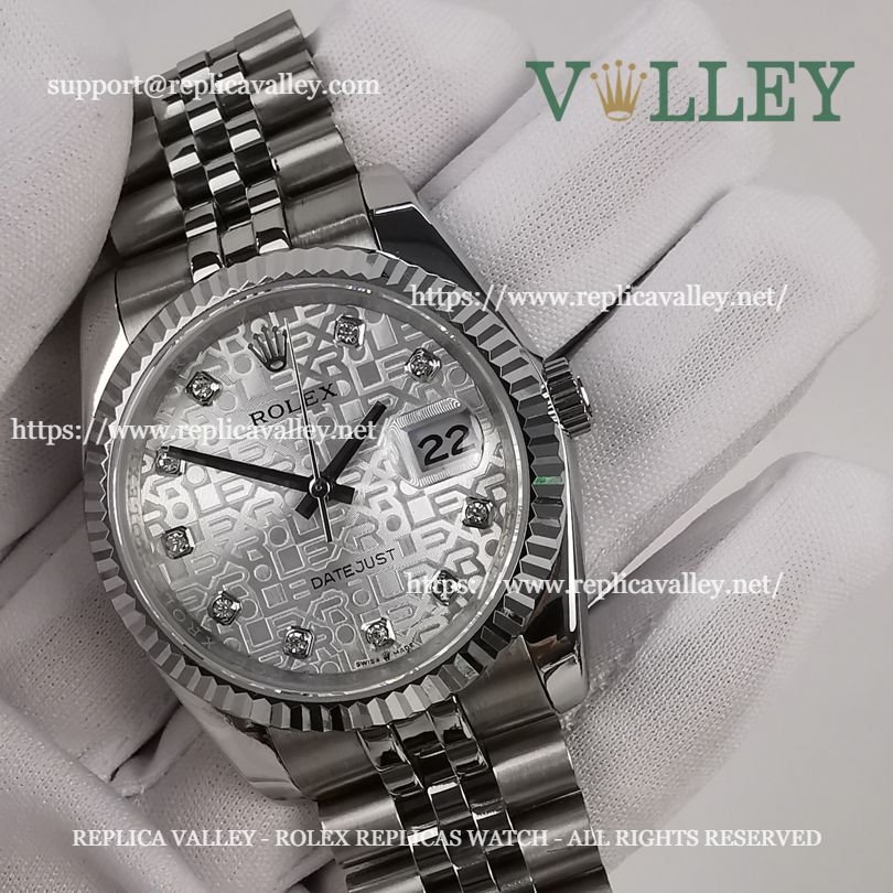 DJ36003 Rolex Datejust 116234 Fluted Bezel Silver Jubilee Diamond Dial