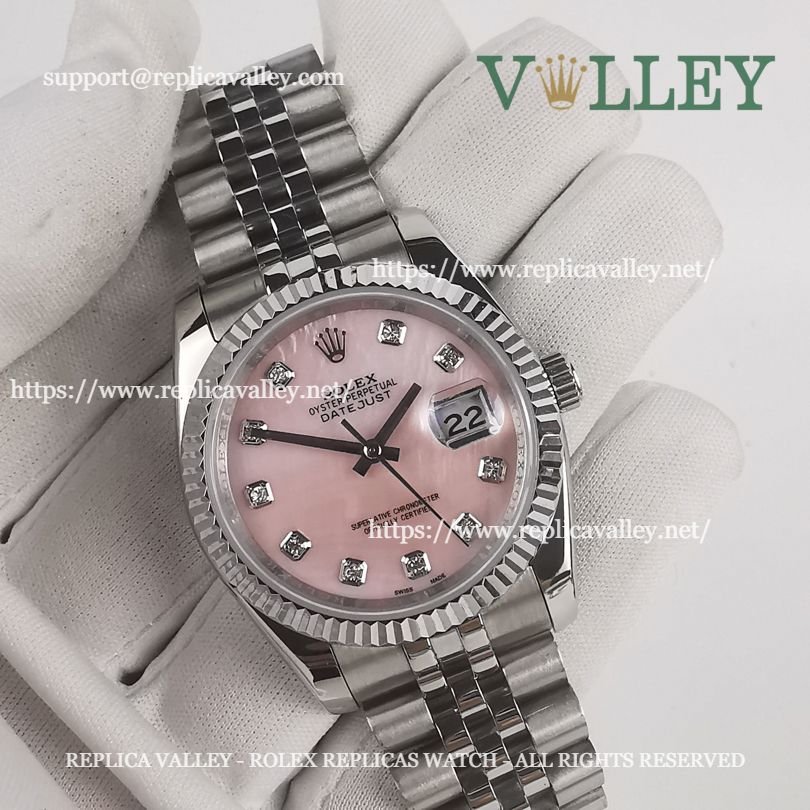 DJ36007 Rolex Datejust 116234 Fluted Bezel MOP Pink Diamond Dial