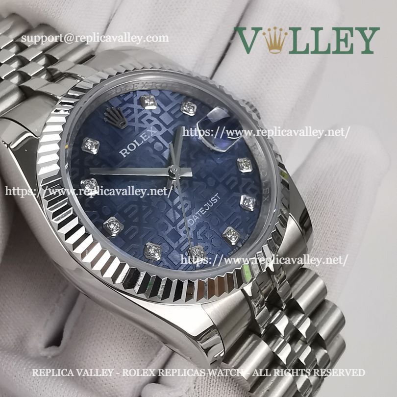 DJ36010 Rolex Datejust 116234 Fluted Bezel Blue Jubilee Diamond Dial