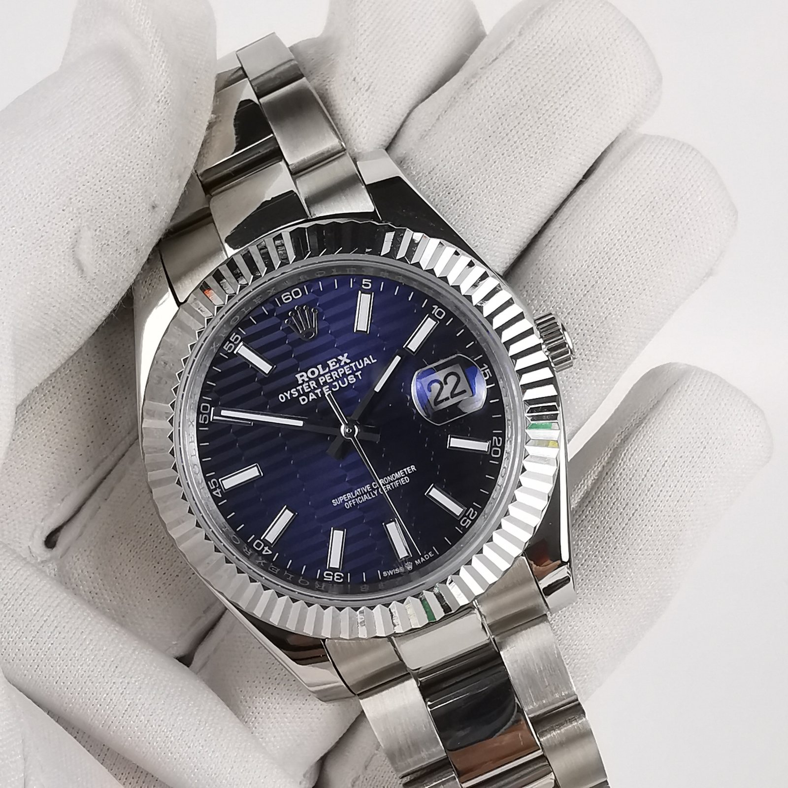 DJ41101 Rolex Datejust 126334 Oyster Bracelet Blue Fluted-motif Dial
