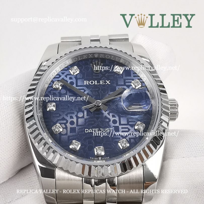 DJ36010 Rolex Datejust 116234 Fluted Bezel Blue Jubilee Diamond Dial