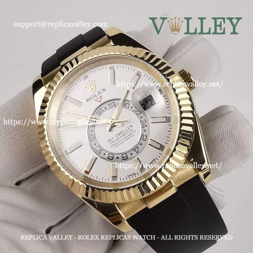 SKD322 Rolex Sky-Dweller 326238 Rubber Strap White Dial