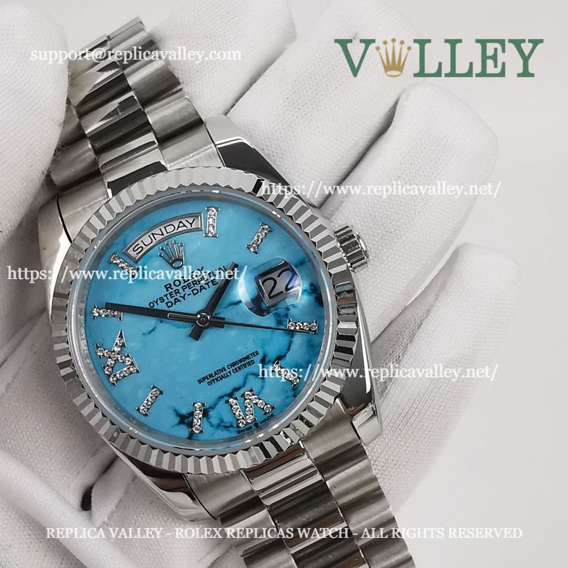 DD36006 Rolex Day-Date 128239 Fluted Bezel Turquoise Dial