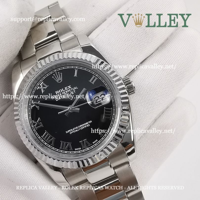 DJ36102 Rolex Datejust 116234 Black Roman Dial Oyster Bracelet