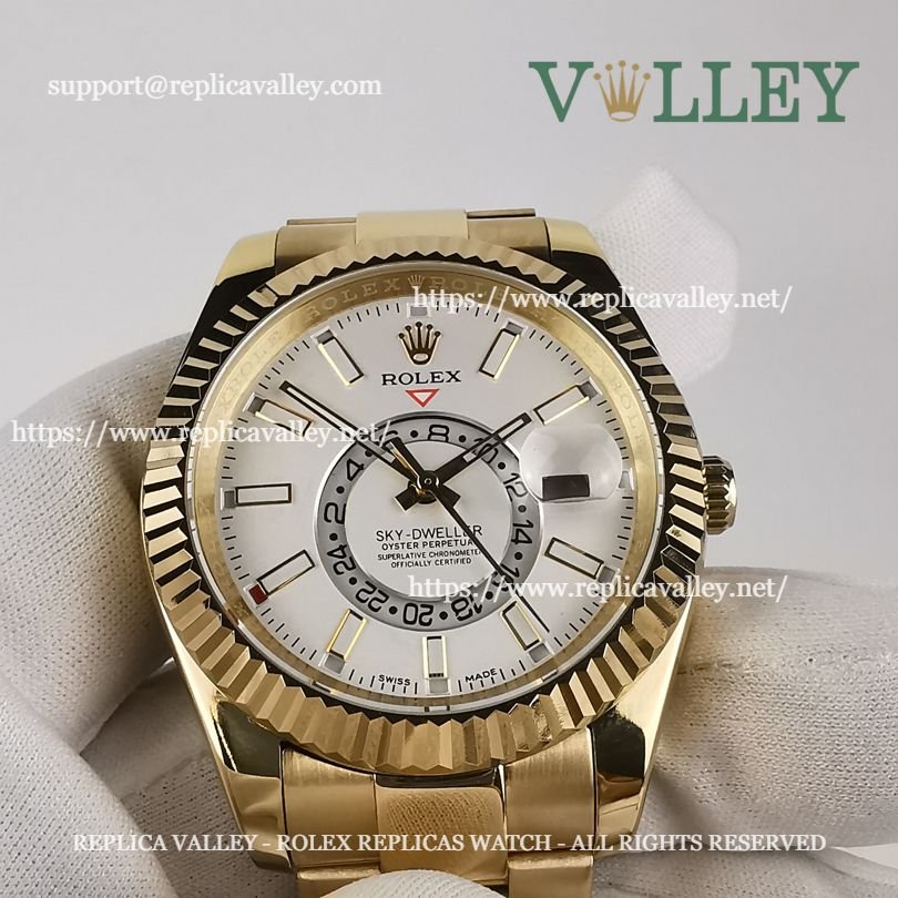 SKD302 Rolex Sky-Dweller 326938 Yellow Gold White Dial