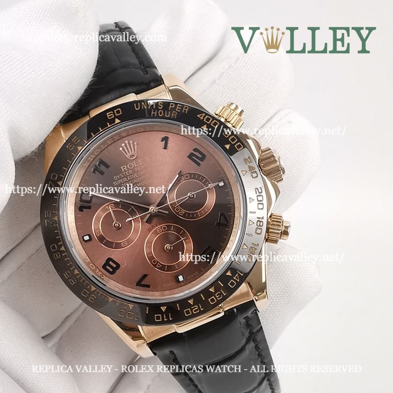 D653 Rolex Daytona 116515 Rose Gold Leather Chocolate Dial