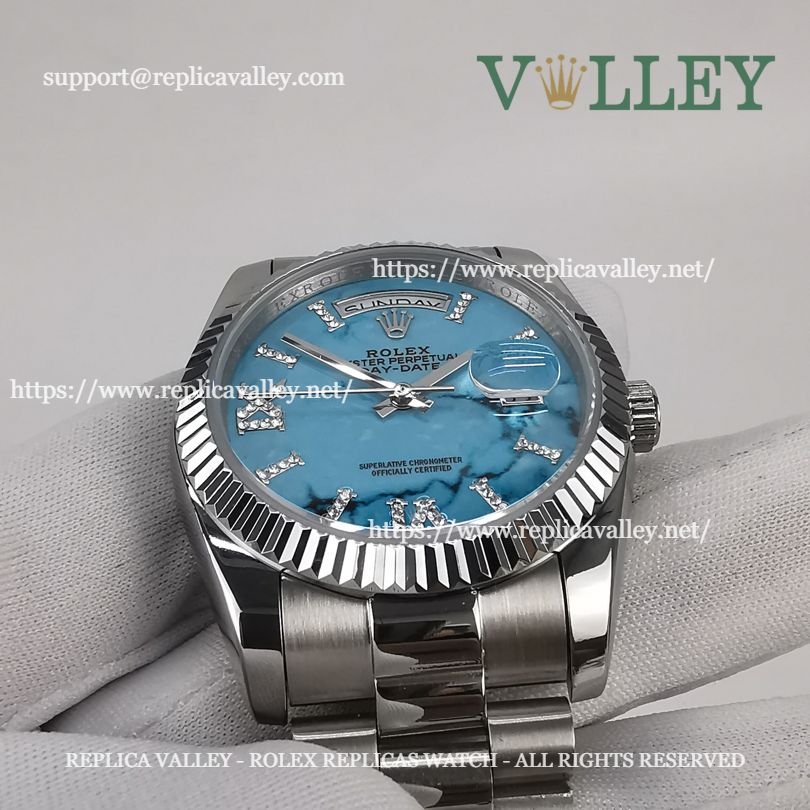 DD36006 Rolex Day-Date 128239 Fluted Bezel Turquoise Dial