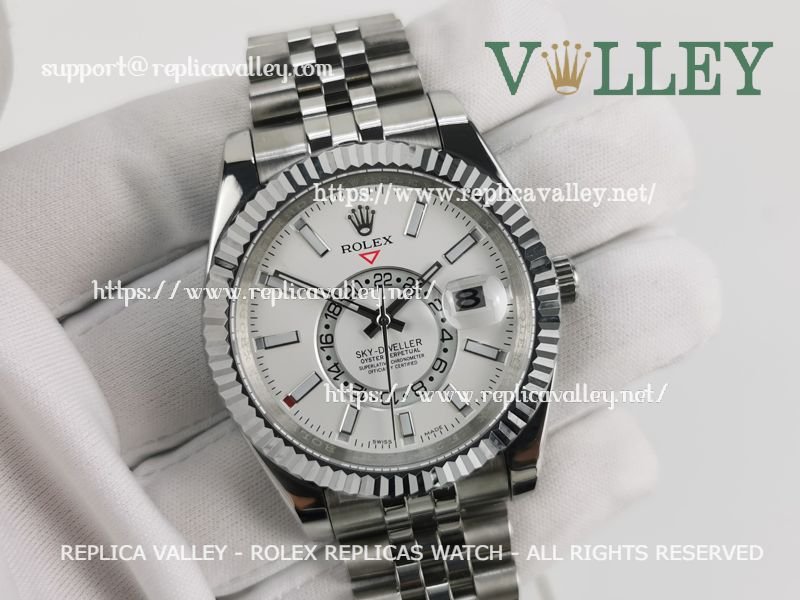 2517a923d559cfcbf36bc559bc06e185a1fab947 SKD013 Rolex Sky-Dweller 326934 Jubilee Bracelet White Dial - Image 1