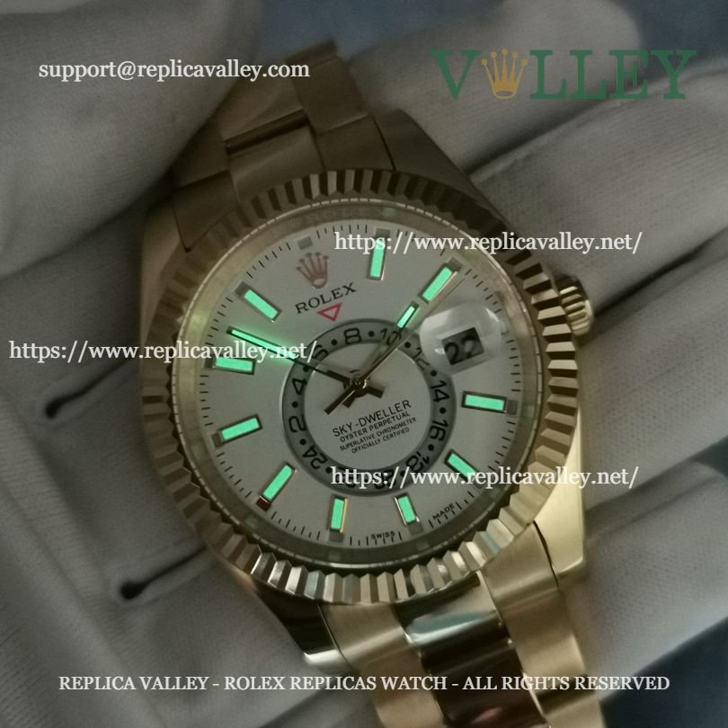 SKD302 Rolex Sky-Dweller 326938 Yellow Gold White Dial