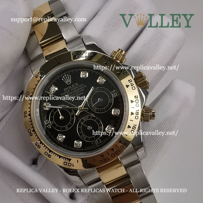 D208 Rolex Daytona 116503 Two Tone Black Diamond Dial