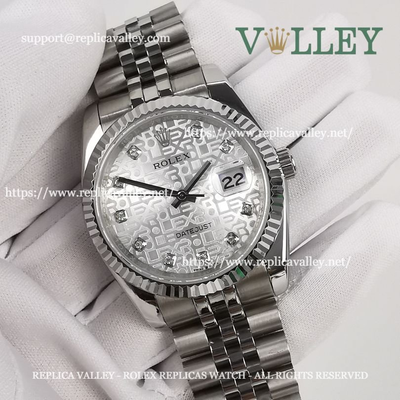 DJ36003 Rolex Datejust 116234 Fluted Bezel Silver Jubilee Diamond Dial