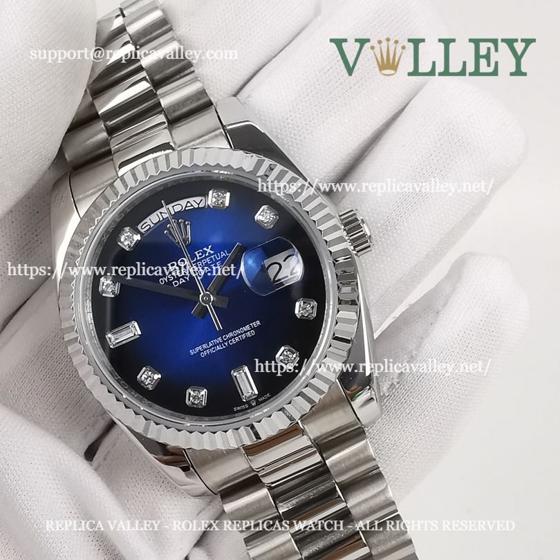 DD36003 Rolex Day-Date 128239 Fluted Bezel Blue Ombre Dial