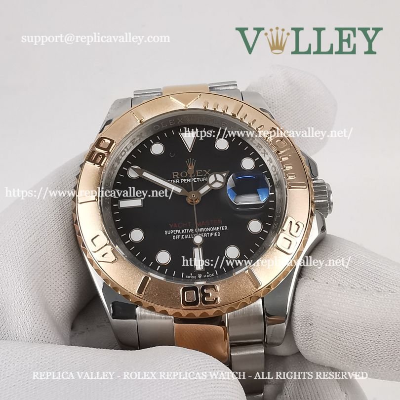 Y101 Rolex Yacht-Master 126621 Rose Gold Two-Tone Black Dial