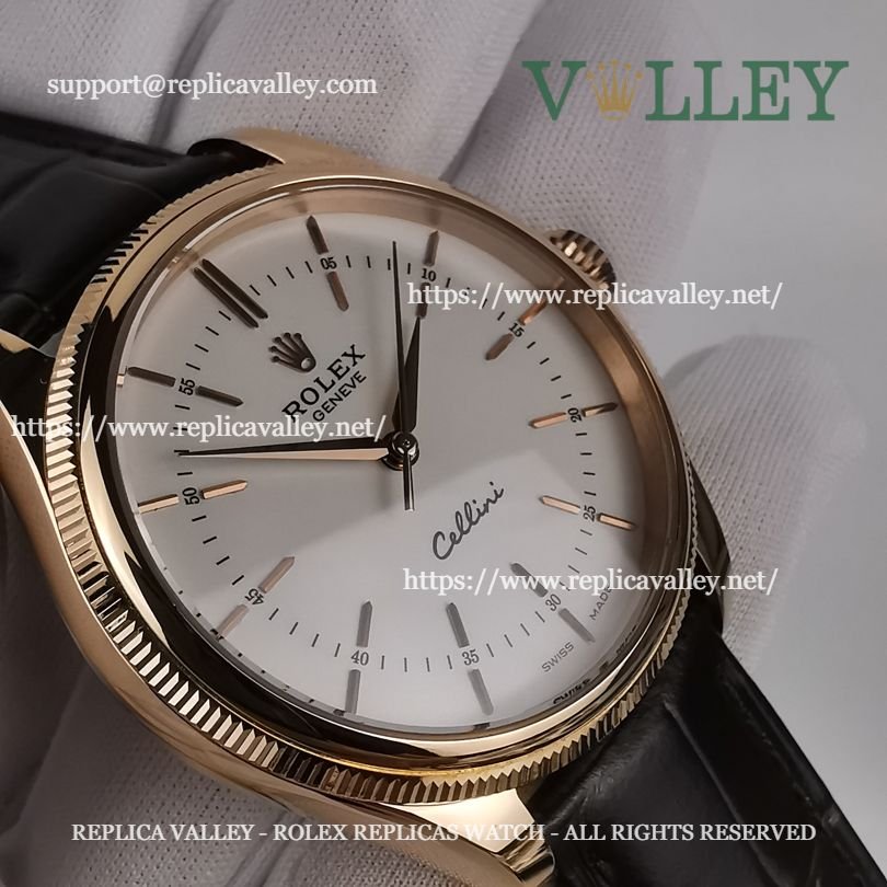 C112 Rolex Cellini Time 50505 Brown Leather Strap White Dial