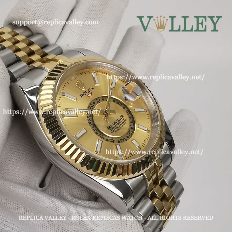 SKD111 Rolex Sky-Dweller 326933 Jubilee Bracelet Gold Dial