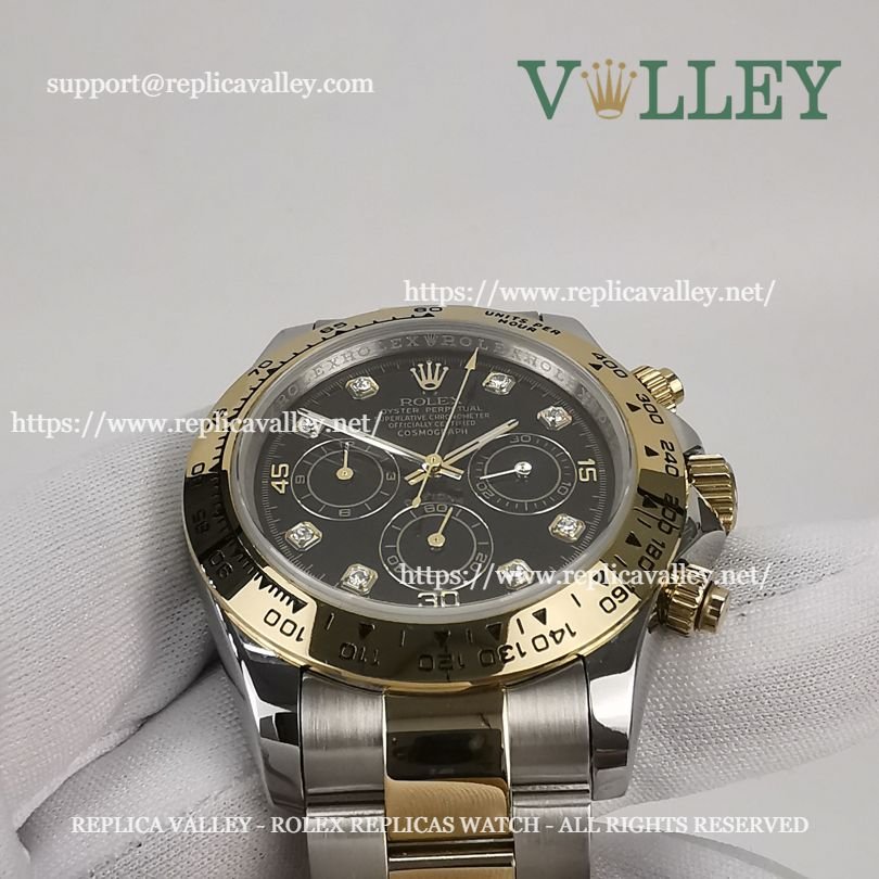 D208 Rolex Daytona 116503 Two Tone Black Diamond Dial