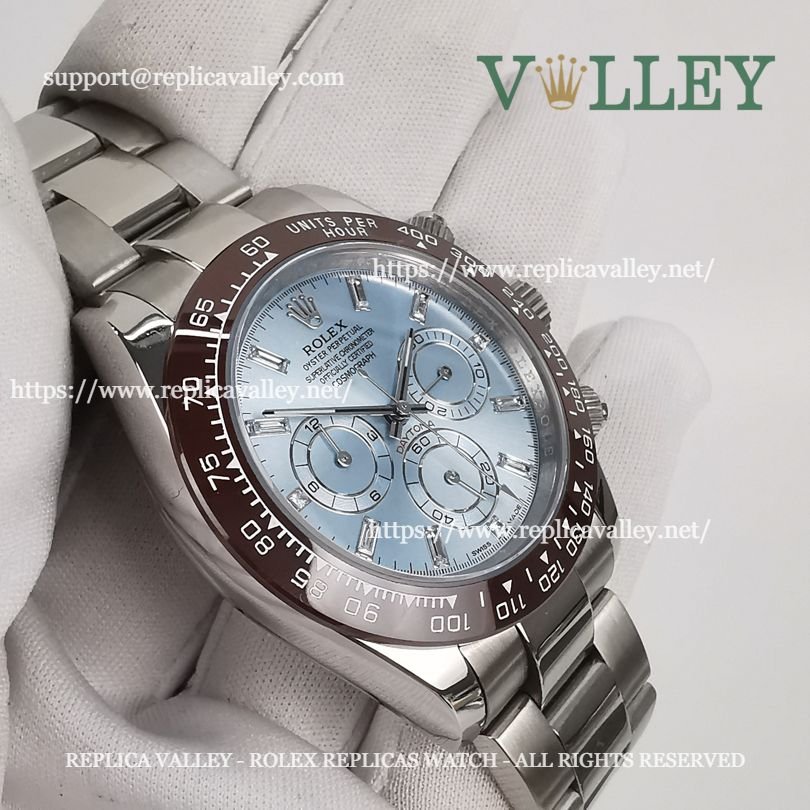 D102 Rolex Daytona 116506 Ice Blue Baguette Diamond Dial