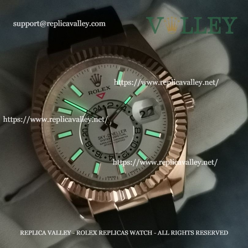 SKD222 Rolex Sky-Dweller 326235 Rubber Strap White Dial