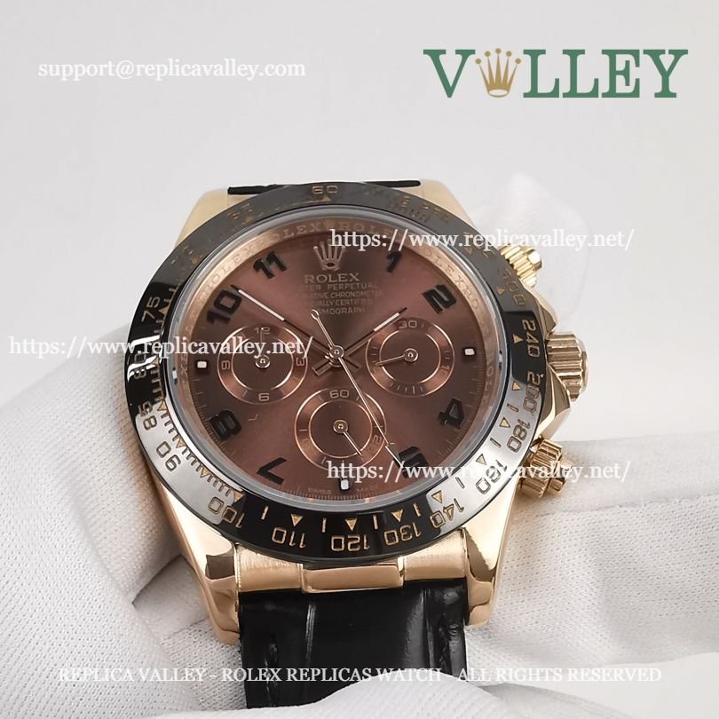 D653 Rolex Daytona 116515 Rose Gold Leather Chocolate Dial