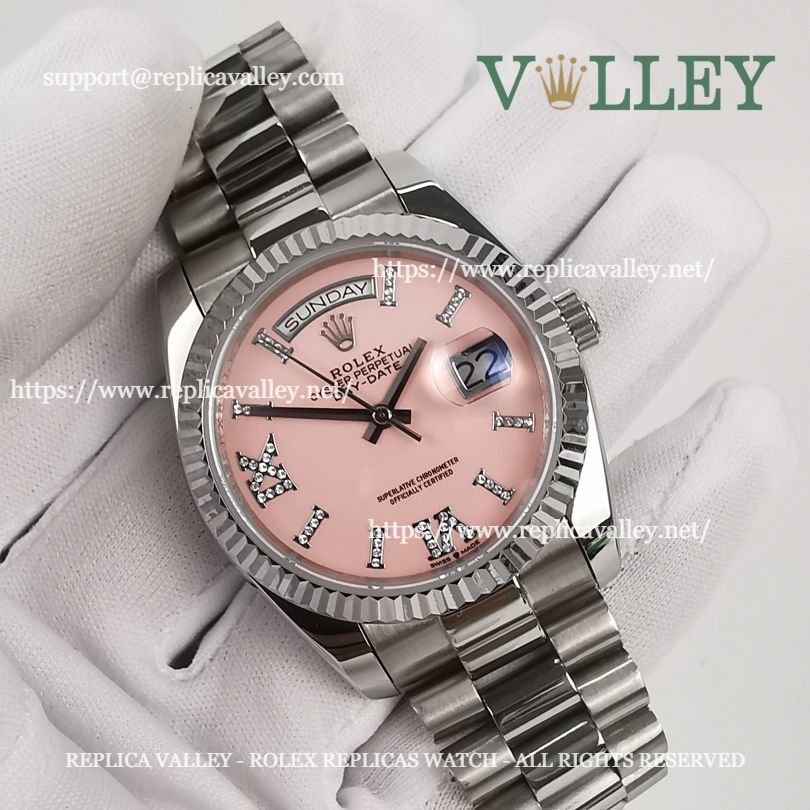 DD36005 Rolex Day-Date 128239 Fluted Bezel Pink Opal Dial