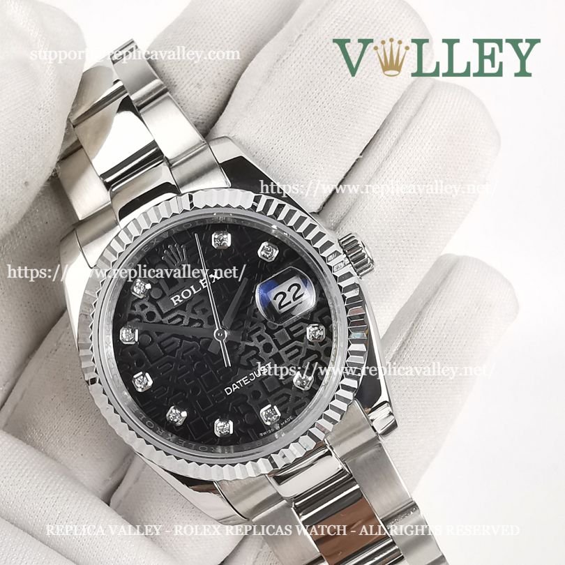 DJ36104 Rolex Datejust 116234 Black Jubilee Diamond Dial Oyster Bracelet