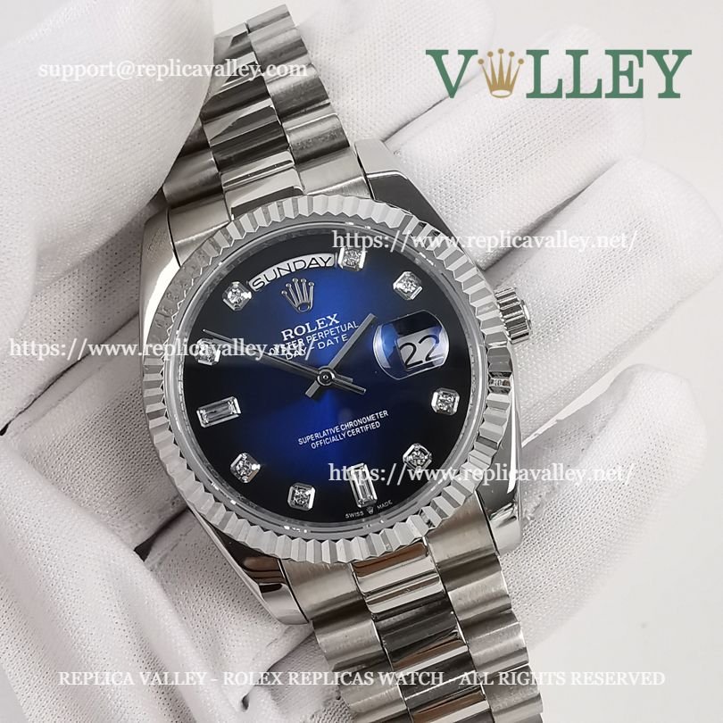 DD36003 Rolex Day-Date 128239 Fluted Bezel Blue Ombre Dial