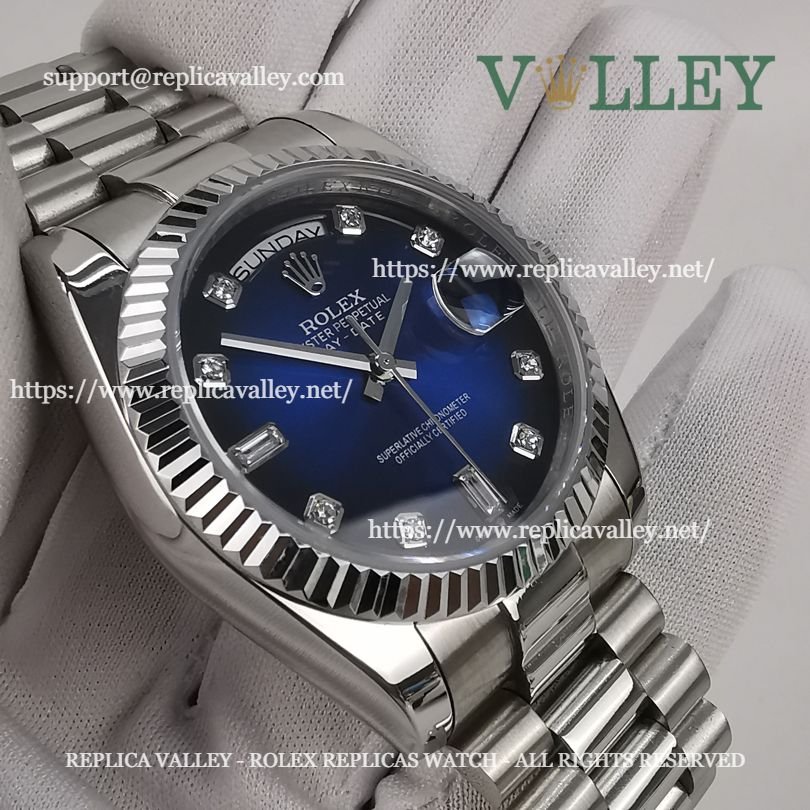 DD36003 Rolex Day-Date 128239 Fluted Bezel Blue Ombre Dial