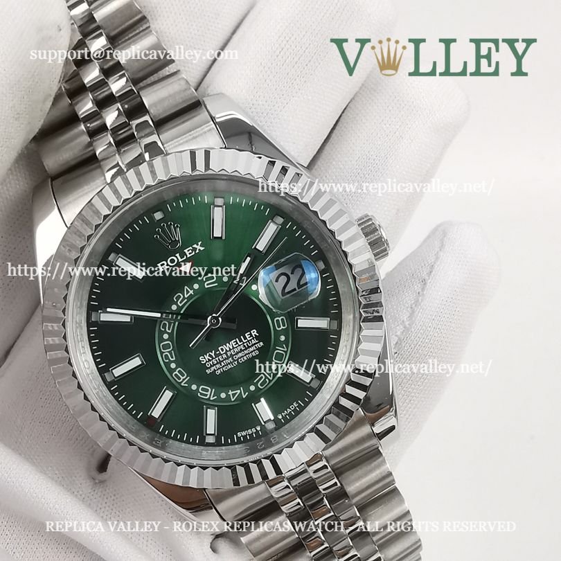 SKD014 Rolex Sky-Dweller 326934 Jubilee Bracelet Mint Green Dial