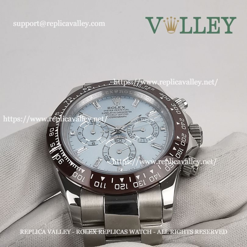 D102 Rolex Daytona 116506 Ice Blue Baguette Diamond Dial