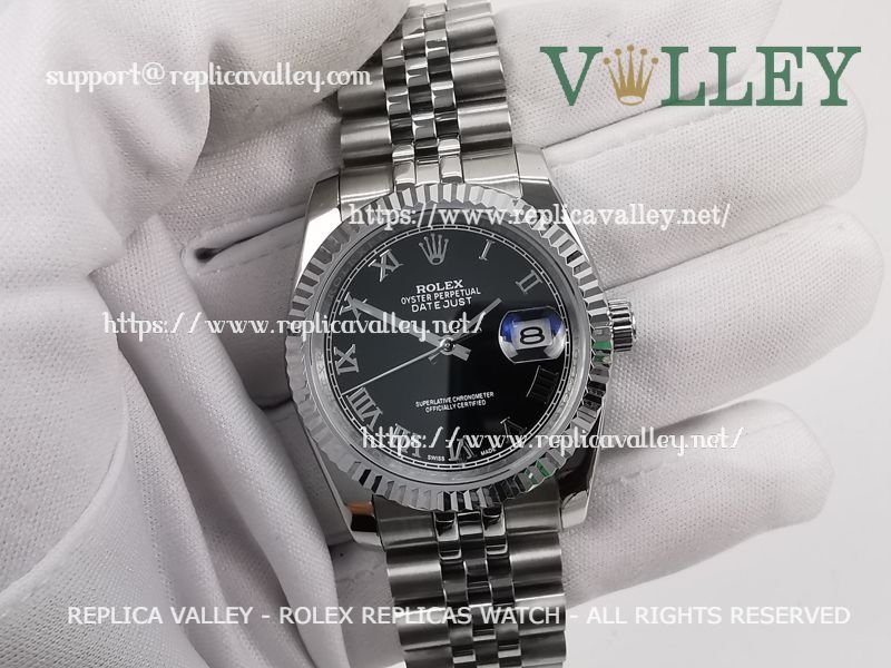 4094b5180c3a4f959da342a386720386f769ab71 DJ36002 Rolex Datejust 116234 Fluted Bezel Black Roman Dial - Image 1