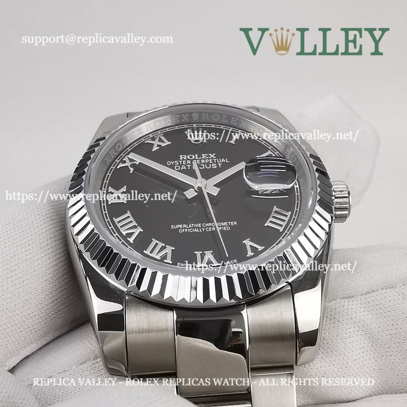DJ36102 Rolex Datejust 116234 Black Roman Dial Oyster Bracelet