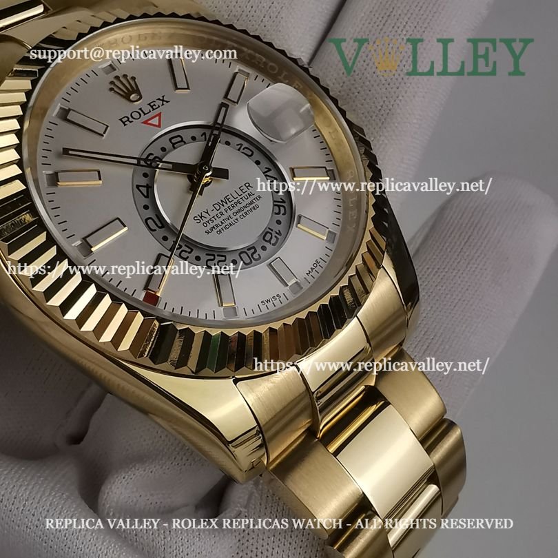 SKD302 Rolex Sky-Dweller 326938 Yellow Gold White Dial