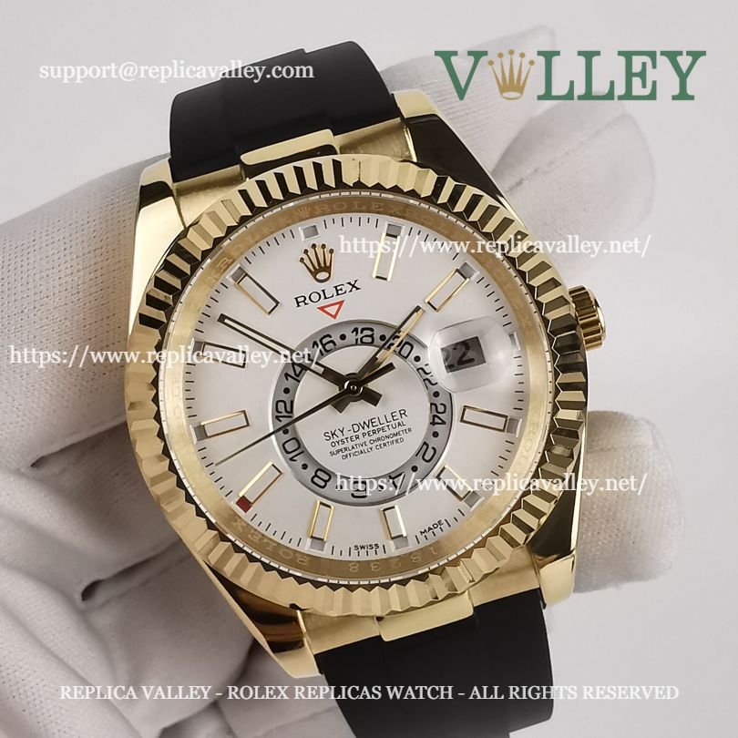 SKD322 Rolex Sky-Dweller 326238 Rubber Strap White Dial