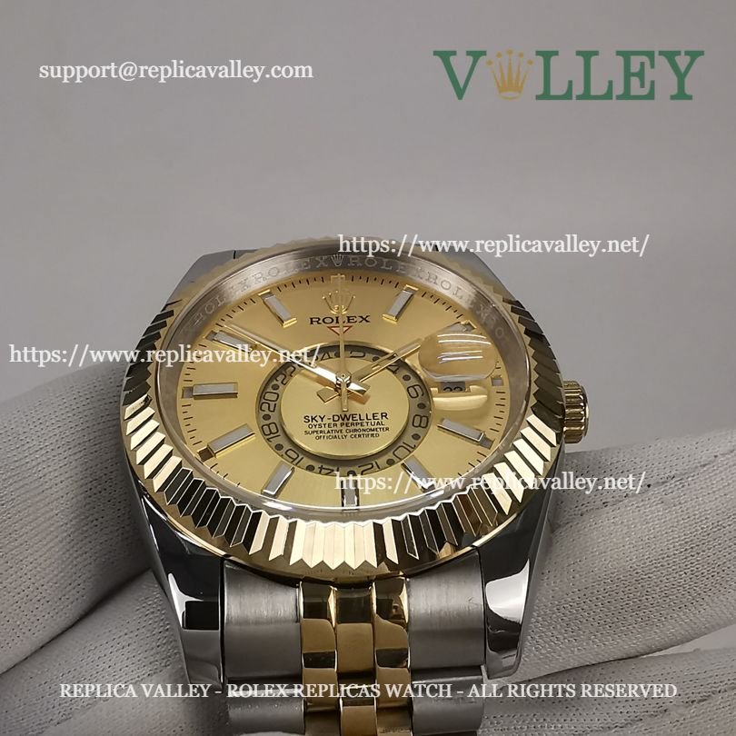 SKD111 Rolex Sky-Dweller 326933 Jubilee Bracelet Gold Dial
