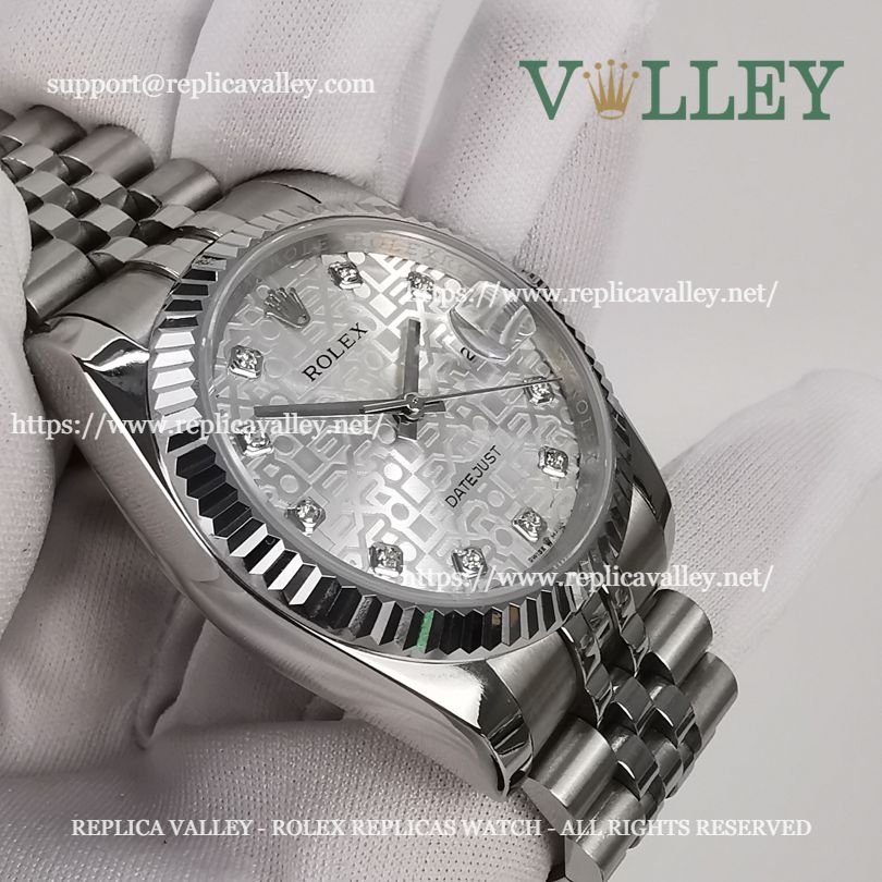 DJ36003 Rolex Datejust 116234 Fluted Bezel Silver Jubilee Diamond Dial