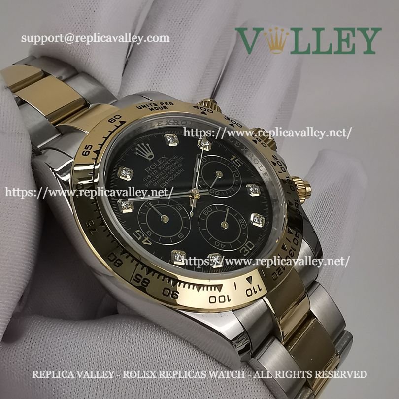 D208 Rolex Daytona 116503 Two Tone Black Diamond Dial
