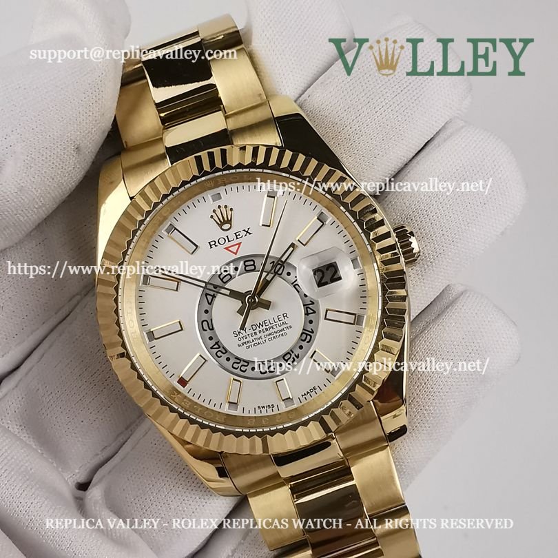 SKD302 Rolex Sky-Dweller 326938 Yellow Gold White Dial