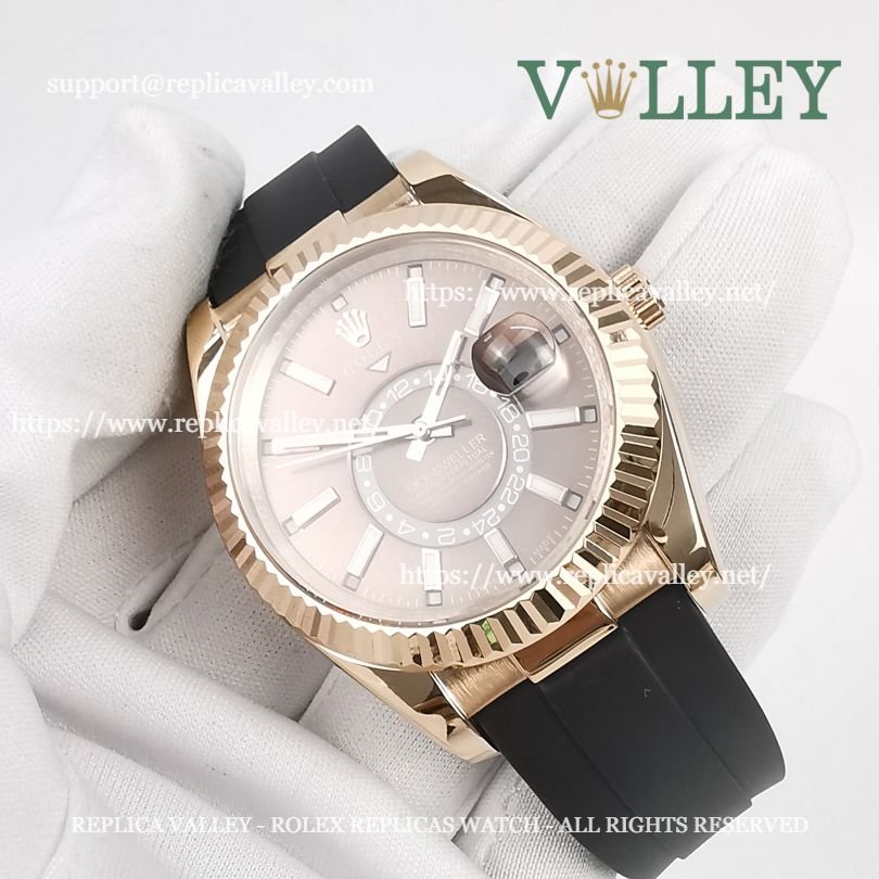 SKD223 Rolex Sky-Dweller 326235 Rubber Strap Chocolate Dial