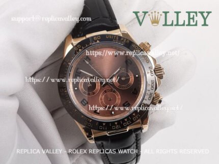 D653 Rolex Daytona 116515 Rose Gold Leather Chocolate Dial