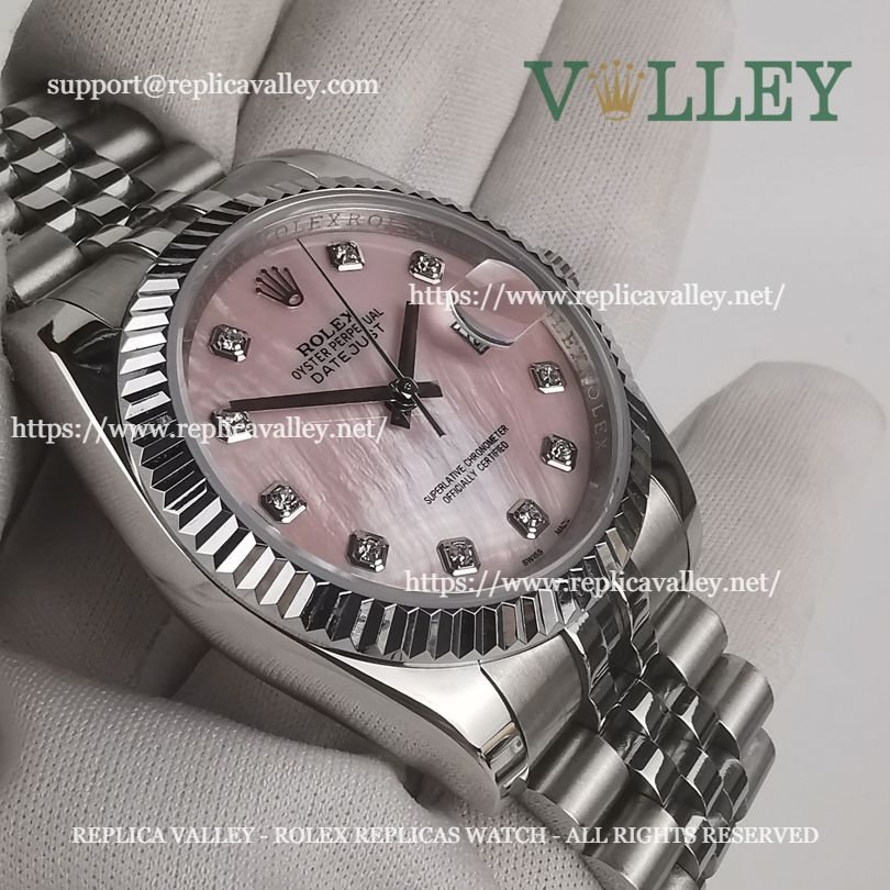 DJ36007 Rolex Datejust 116234 Fluted Bezel MOP Pink Diamond Dial