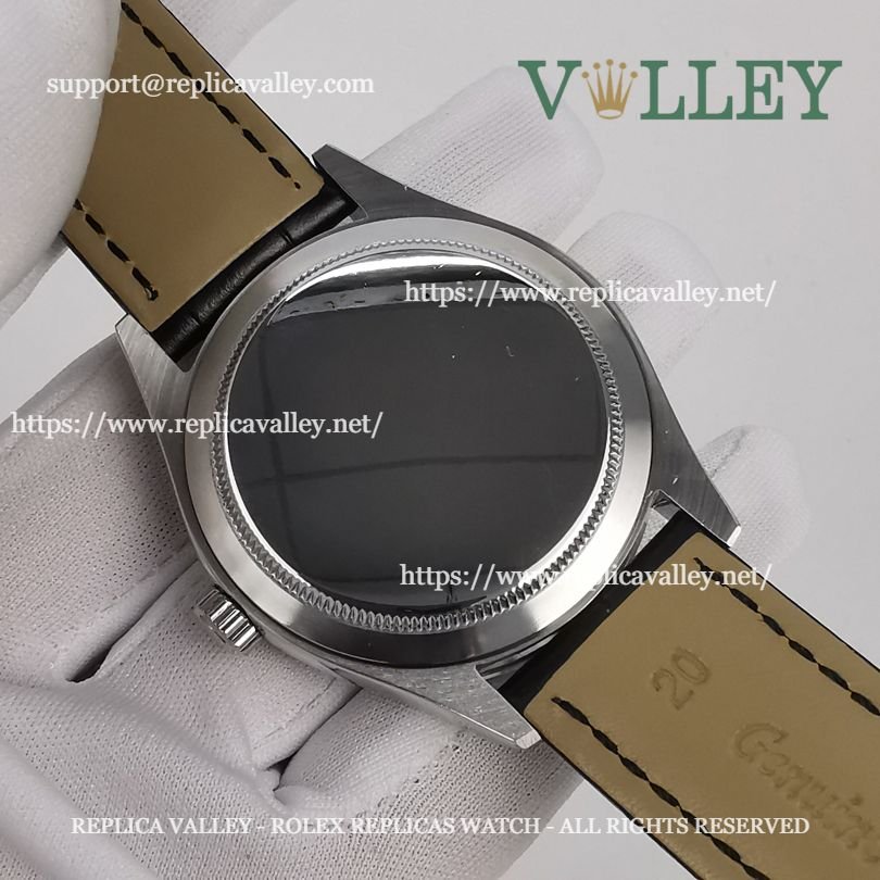 C001 Rolex Cellini Time 50509 Black Leather Strap Black Dial