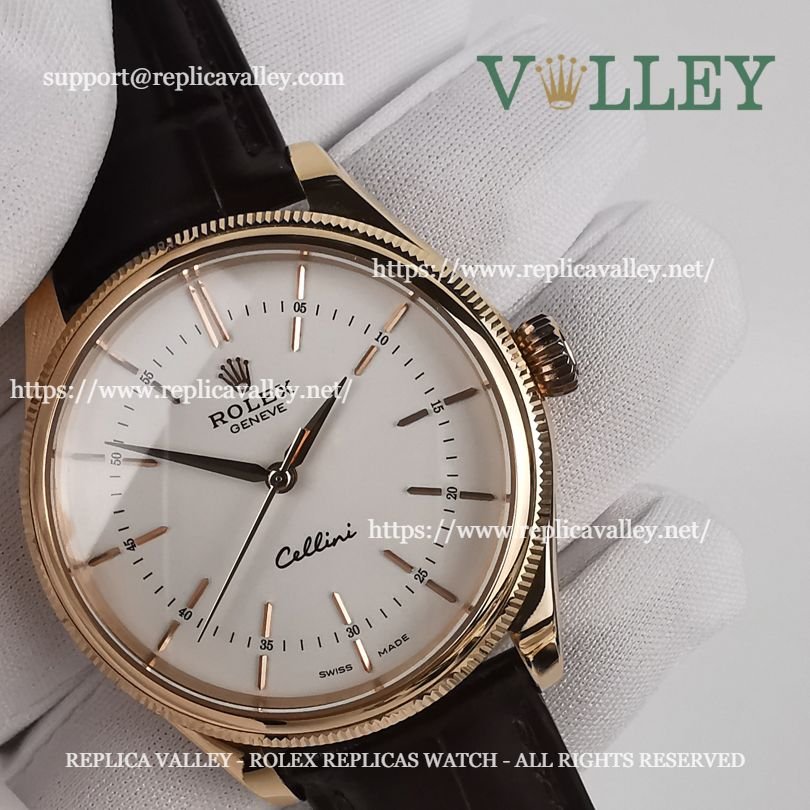 C112 Rolex Cellini Time 50505 Brown Leather Strap White Dial