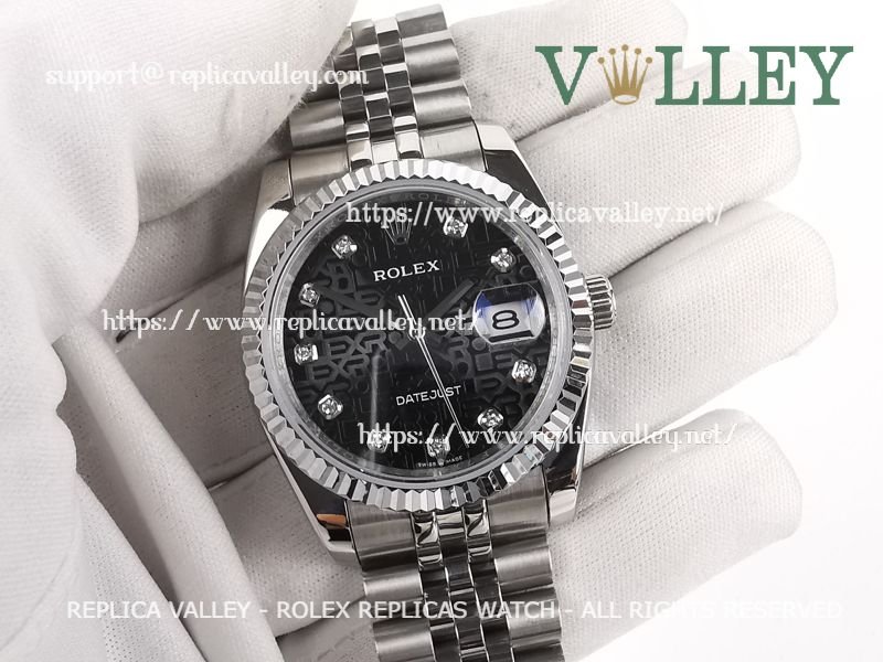 735833ba4eb4de01258c65db61c3415e80a97dc3 DJ36004 Rolex Datejust 116234 Fluted Bezel Black Jubilee Diamond Dial - Image 1