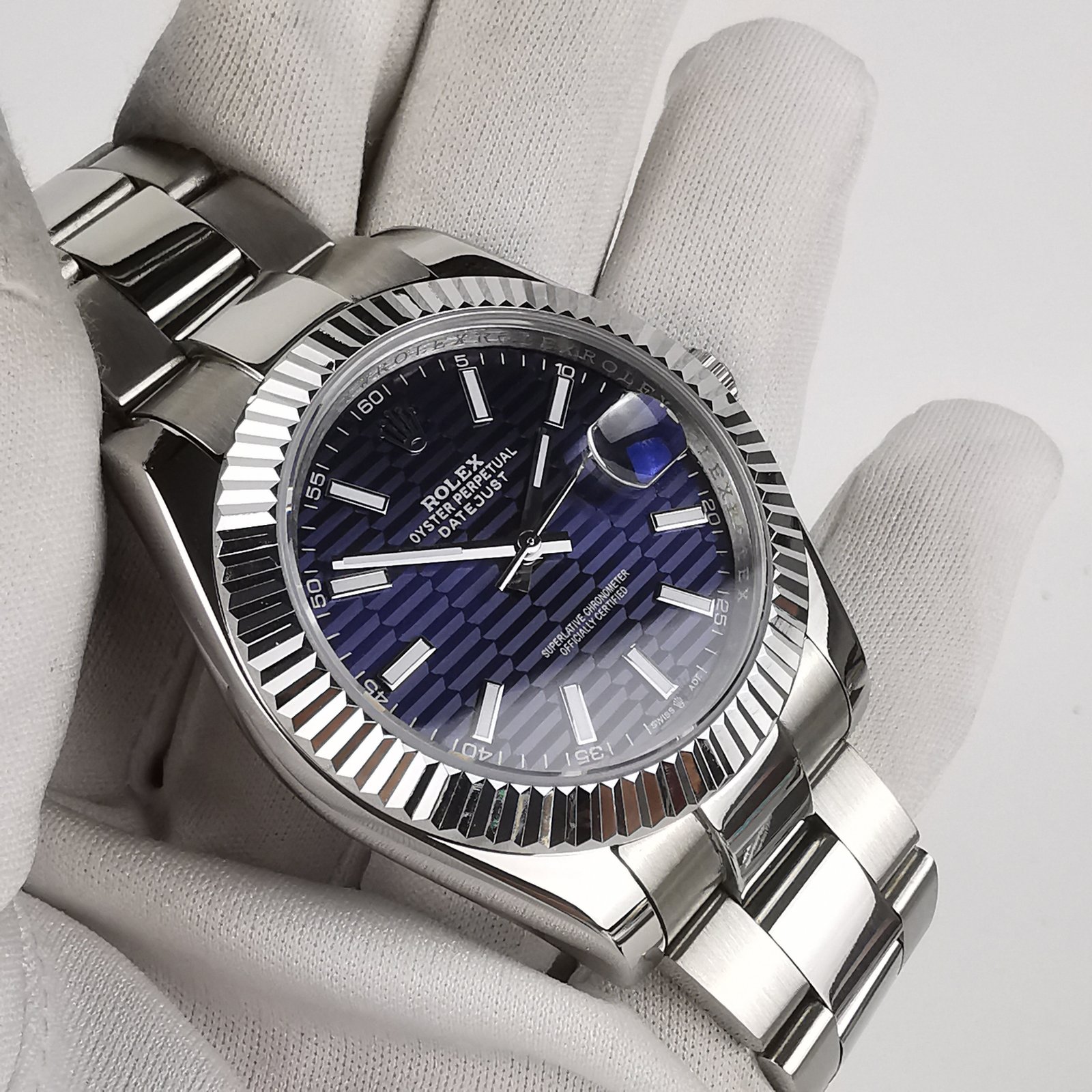 DJ41101 Rolex Datejust 126334 Oyster Bracelet Blue Fluted-motif Dial