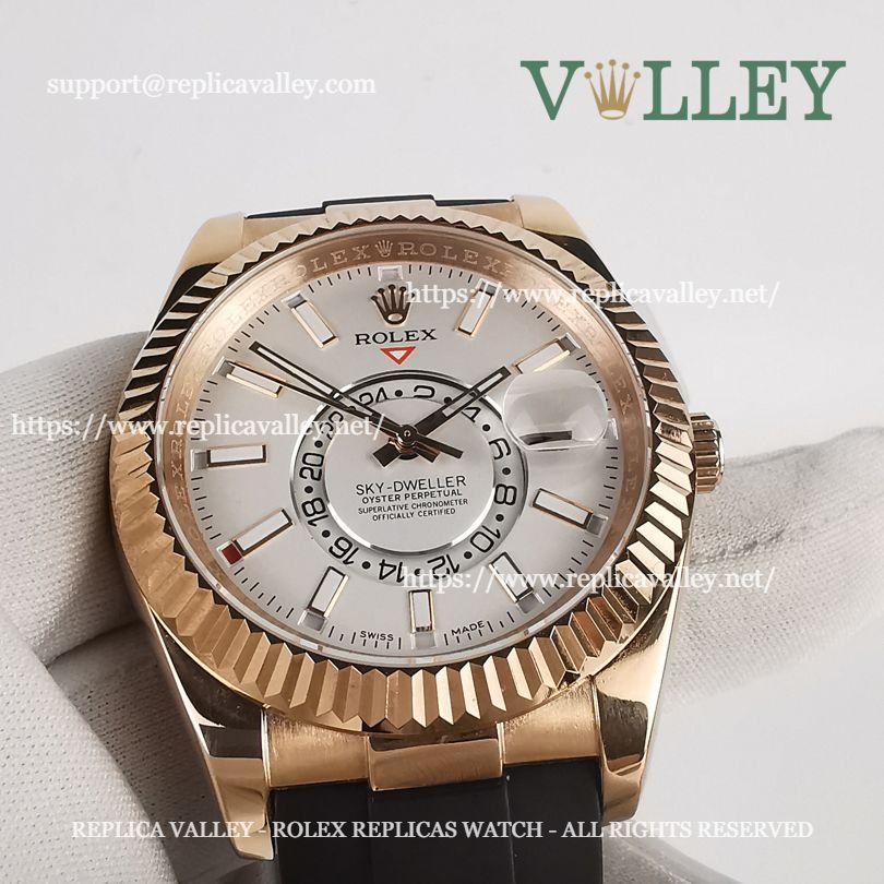 SKD222 Rolex Sky-Dweller 326235 Rubber Strap White Dial