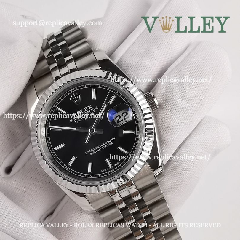 DJ36006 Rolex Datejust 116234 Fluted Bezel Black Dial