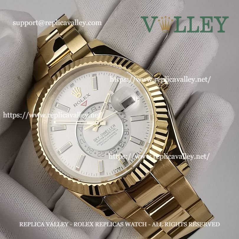 SKD302 Rolex Sky-Dweller 326938 Yellow Gold White Dial