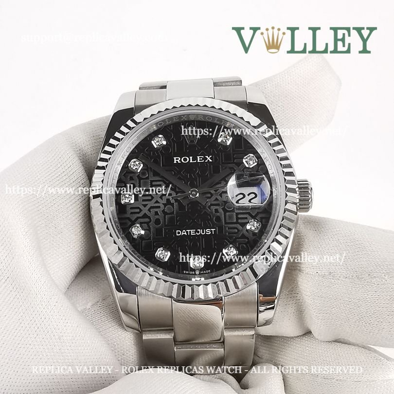 DJ36104 Rolex Datejust 116234 Black Jubilee Diamond Dial Oyster Bracelet