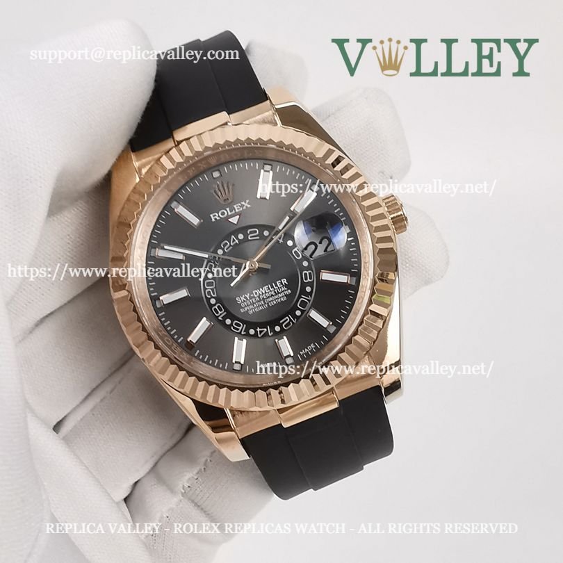 SKD221 Rolex Sky-Dweller 326235 Rubber Strap Dark Rhodium Dial